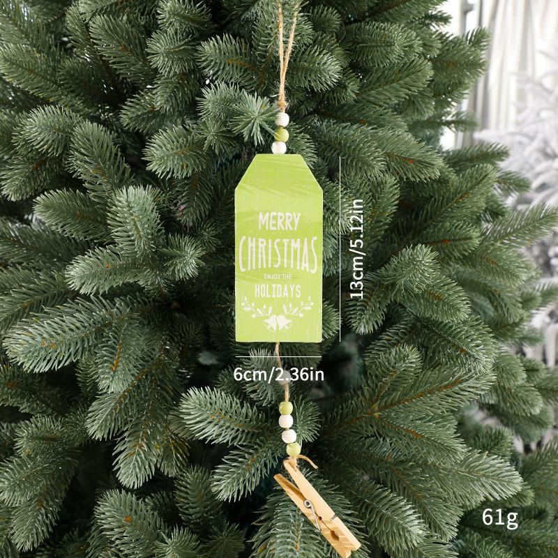 Themed Christmas Pattern Wooden Pendant With Clip Holiday Home Decoration Props