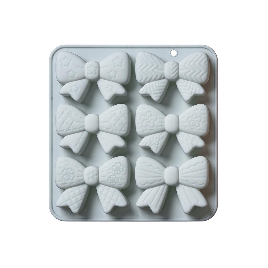 Silicone Bow Tie Mold Flexible Non-Stick Baking Mold for Candy Chocolate Ice Cubes Soap Making with Six Cavities Durable Heat Resistant