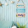 Strand-Thema Wandschild Nur Gute Vibes Holz-Hängeschild mit Hanfseil Küsten-Ozean-Stil Willkommensschild für Veranda Zaun Außen Innen Dekoration