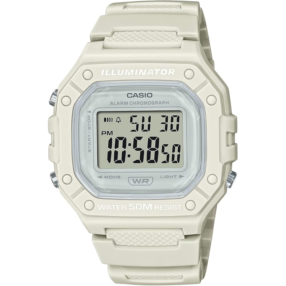Casio Standard Digital Watch W-218HC-8AV Beige Unisex Lightweight Water Resistant