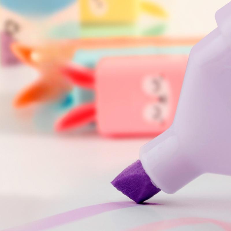4/5/6 ks Mini králíček Fluorescenční zvýrazňovače a popisovače-Inkoust na vodní bázi, UV/Viditelné barevně kódované značkovače Kancelářské uspořádání