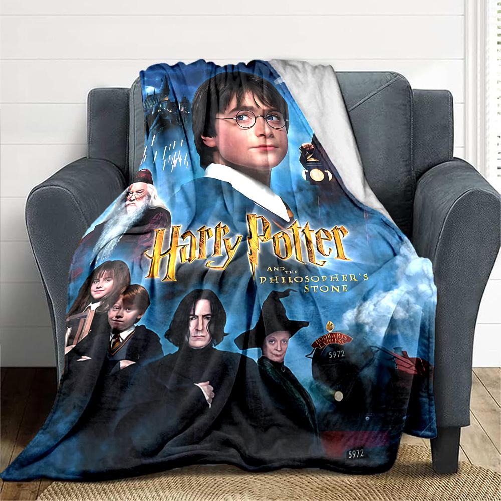 1pc Harry Potter Flannel Throw Blanket - HD Printed Lightweight Soft Warm All-Season Blanket for Sofa, Bed, Travel, Camping 060