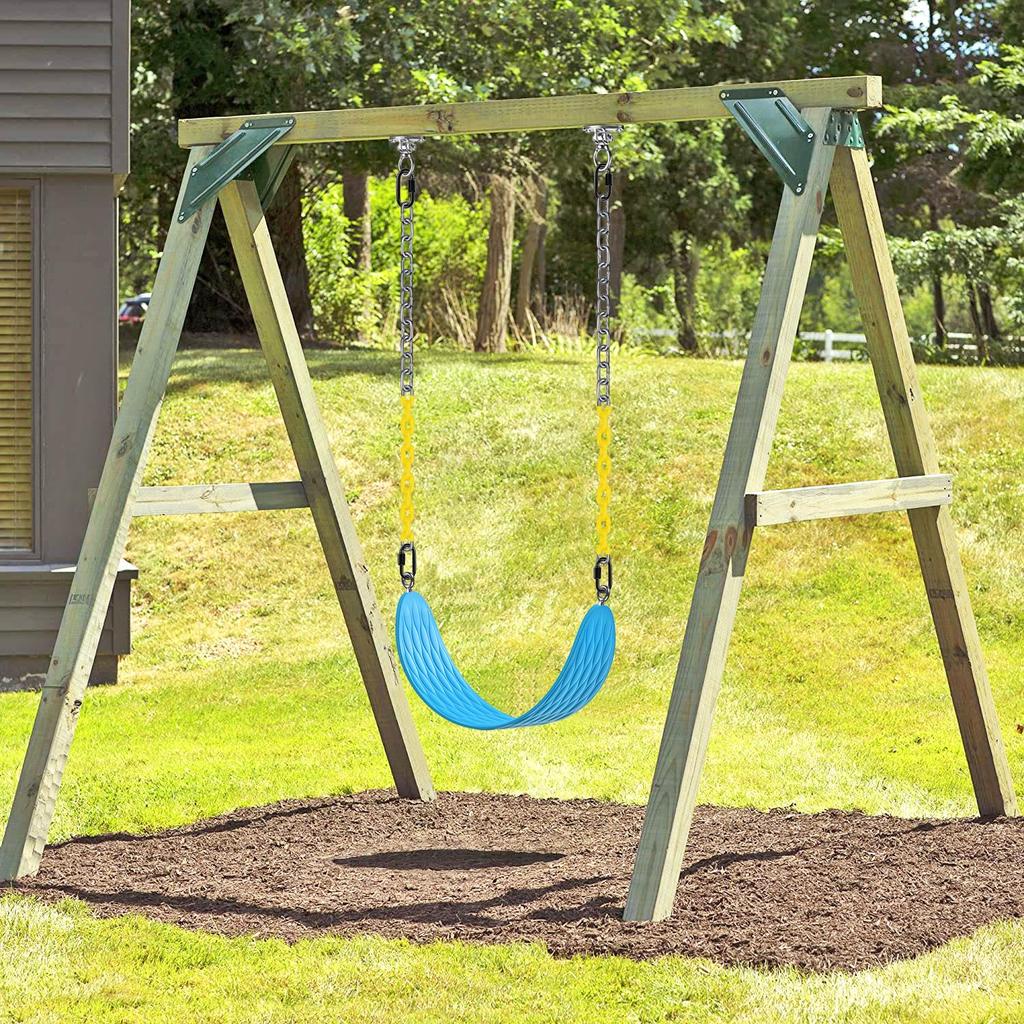 BeneLabel 600 Lb Capacity Heavy Duty Swing Seat with Coated Chains Outdoor Swing Seat for Kids and Adults Comfortable and Durable Blue - - -