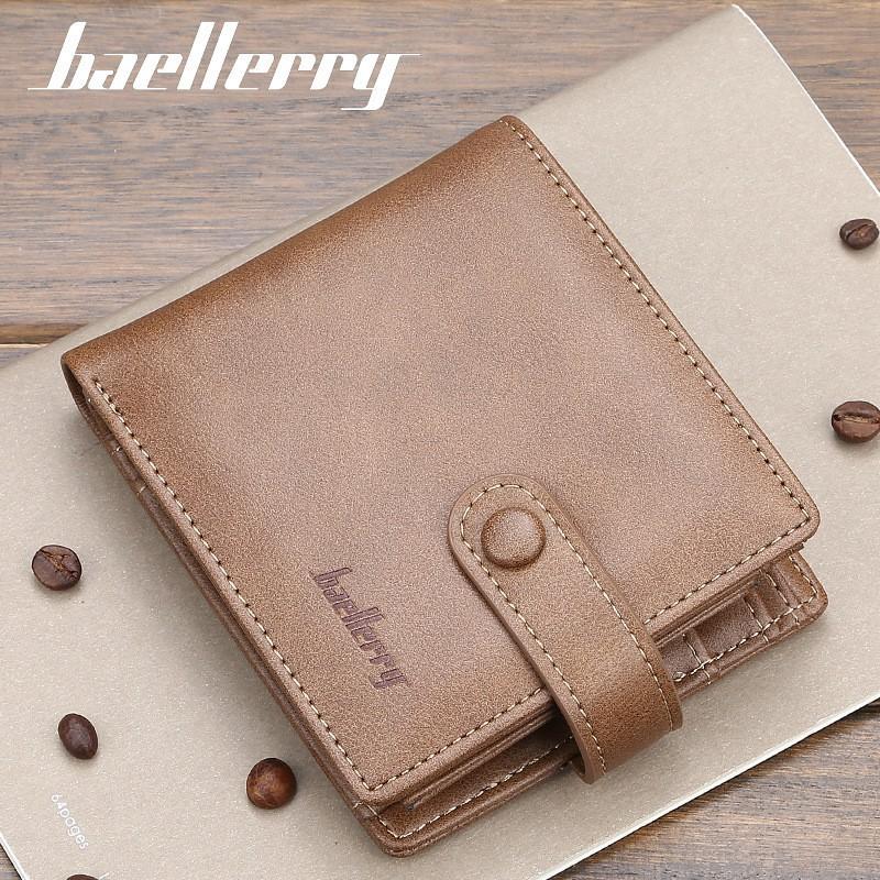 Wallet Men's Short Korean Version Multi Slot Buckle Solid Color Retro Ticket Holder