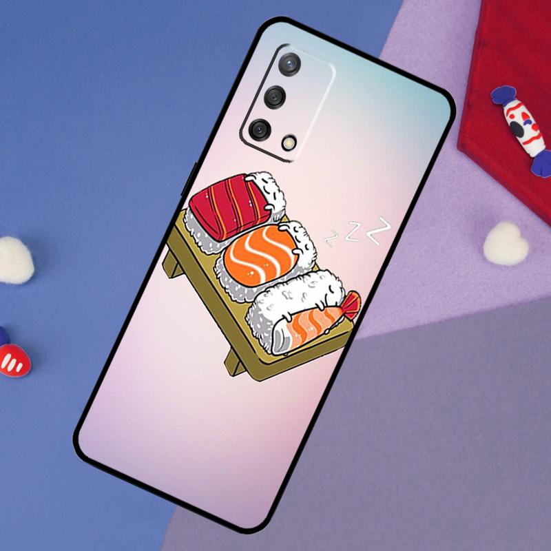 Kawaii Sushi Crowd Case For Oppo A17 A60 A40 A80 A16 A76 A96 A98 A58 A78 A18 A38 A57 A74 A54 A94 A15 A5 A6 Pro