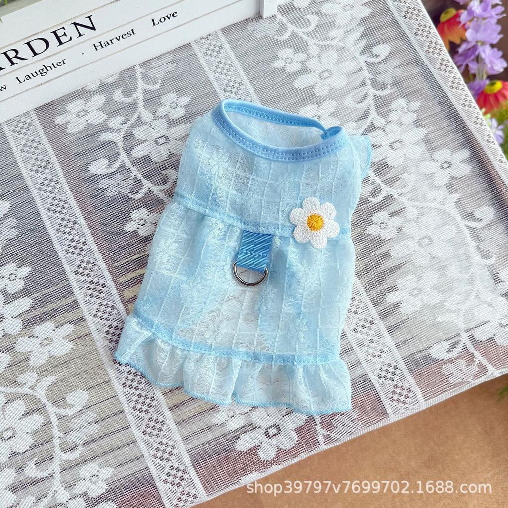 Summer mesh breathable dog cat clothes vest skirt princess style bear pet clothing