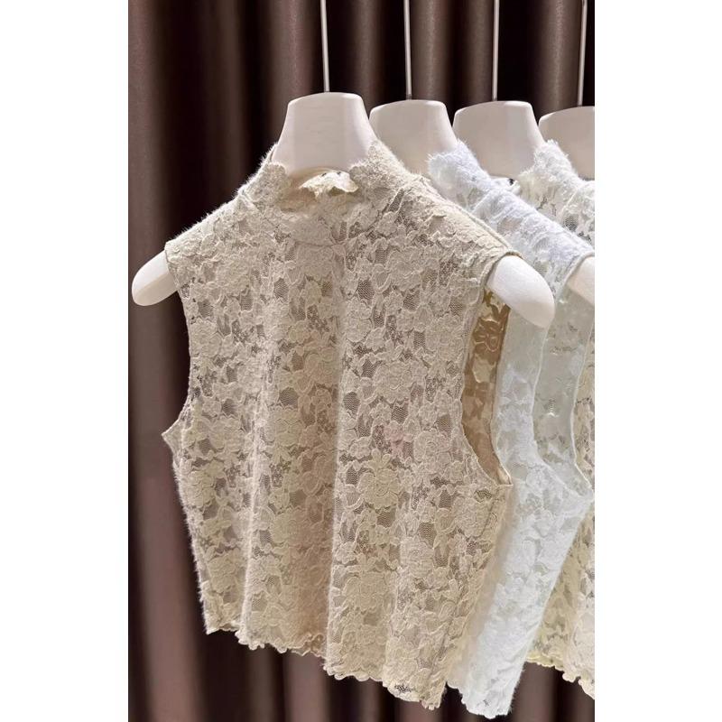 Brushed Lace Sleeveless Vest Women's Spring and Autumn Fake Collar New Inner Layering Shirt