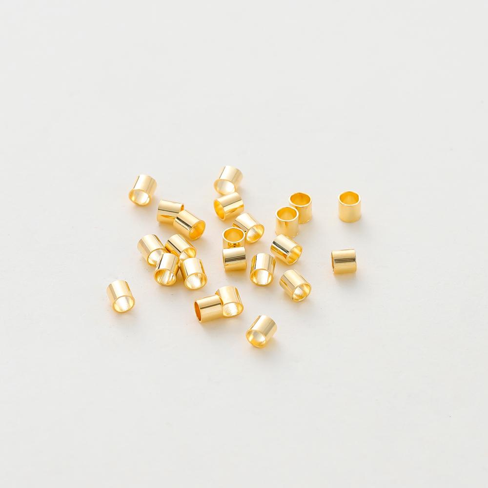100 Stück/Los 14K 18K Goldfarbe Beschichtete Zylindrische Röhren-Abstandshalter Perlen Armband Halskette Stopperperlen Für DIY Schmuckherstellung