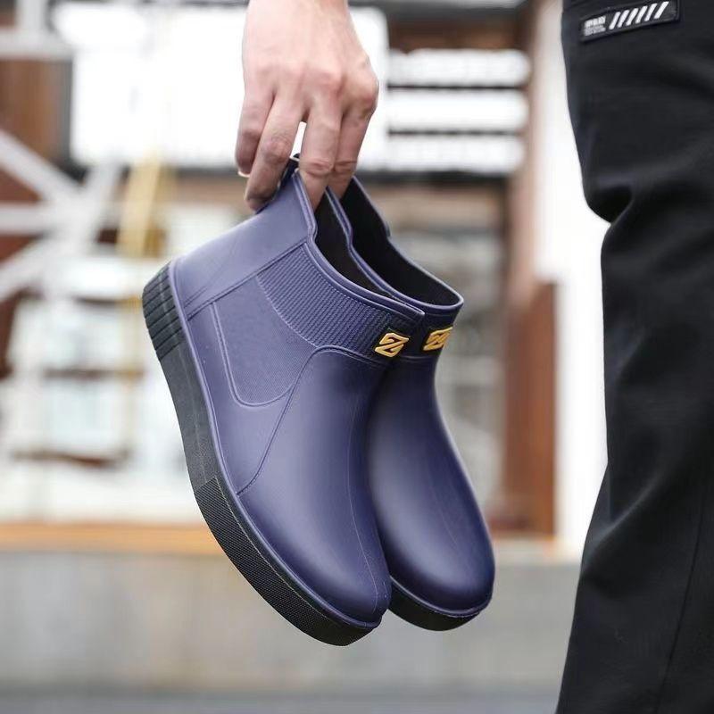 Stock Available Low-Top Thermal Gumboot Waterproof Rubber Boots Fabric Lining Upper Rain Boots
