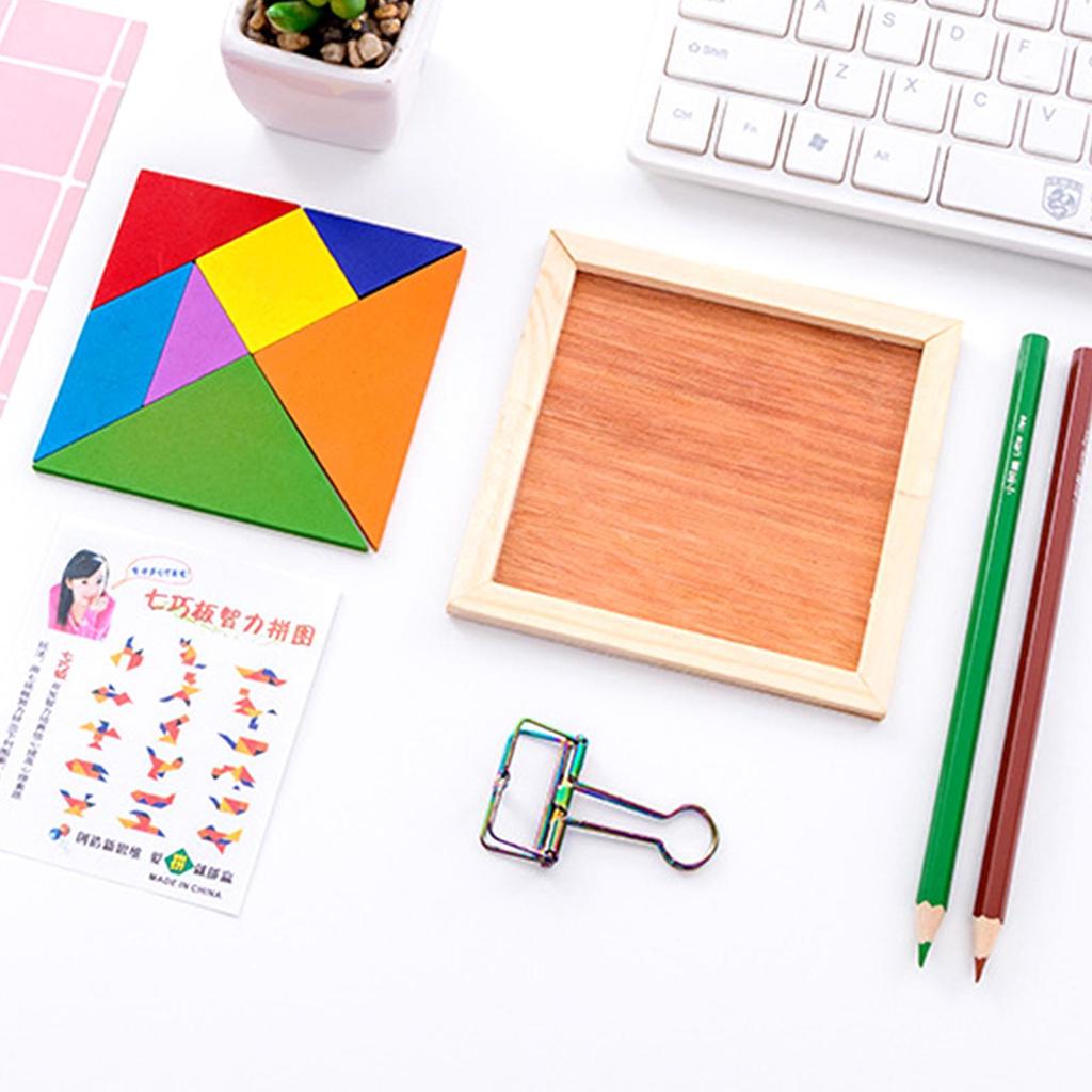 Wooden Blocks Puzzle Brain Teasers Toy Tangram Jigsaw Intelligence Colorful 3D Russian Blocks Montessori Educational Toys