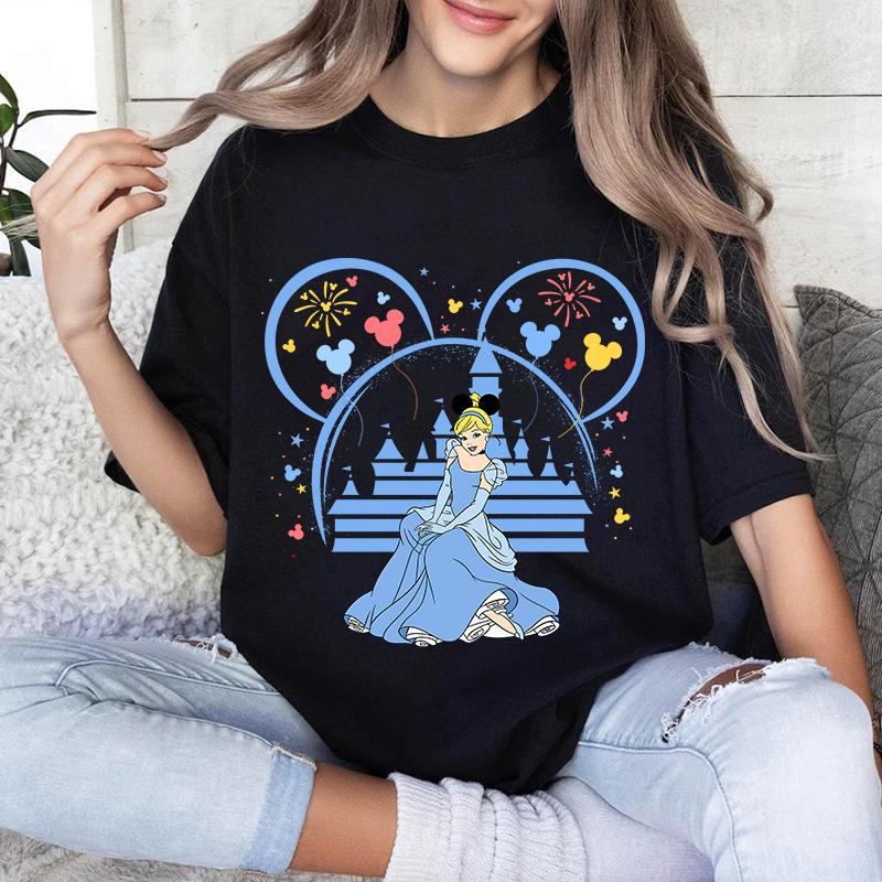 Cinderella Fashion Summer Print Ladies Tshirt Pure Cartoon Cotton Women Shortsleeved Loose Top Summer Clothing