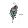 Luxury Crystal Peacock Feather Brooch Vintage Cheongsam Corsage Temperament Blazer Clothing Jewelry Accessories Wedding Badge
