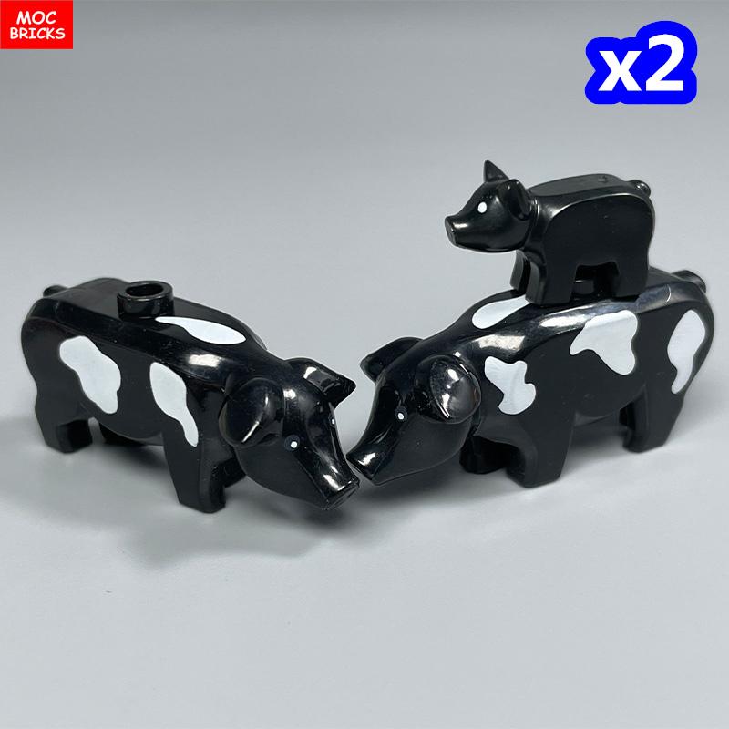 Non-Toxic Moc Bricks City Animal Little Pink Pig Zoo Farm Model Accessories Particles Assembled Educational Kids Toys