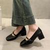 2024 New Versatile Brand High Heels for Women Sexy Square Toe Shallow Mouth Fashion Retro Solid Color Buckle High Heels