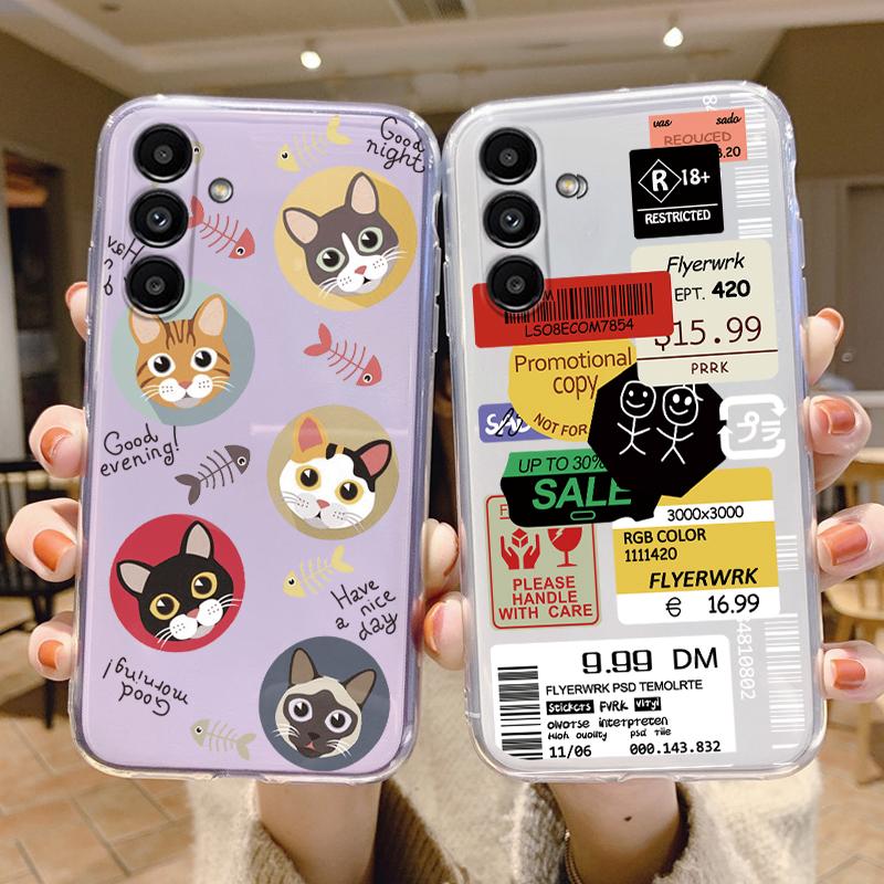 Clear Case For Samsung Galaxy A24 4G Shockproof Cover Cartoon Cute Soft Silicone Fundas For Galaxy A14 A54 A34 Transparent Coque