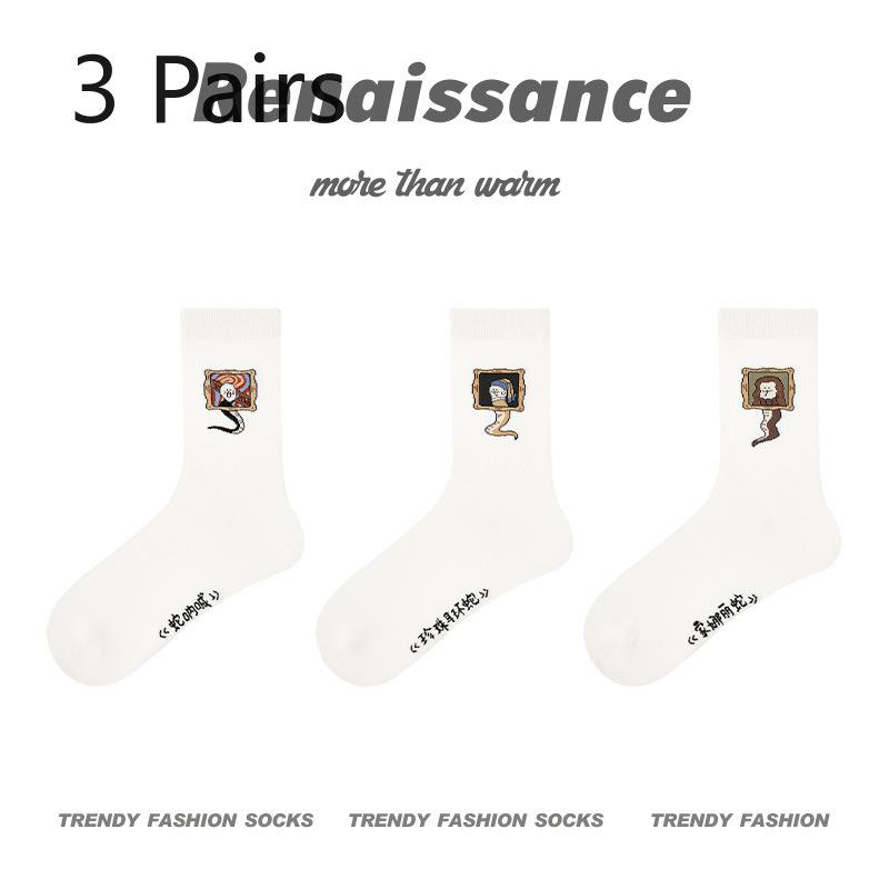 3 Pairs of Female Spring and Summer Thin Style Breathable Sports Tube Cotton Socks