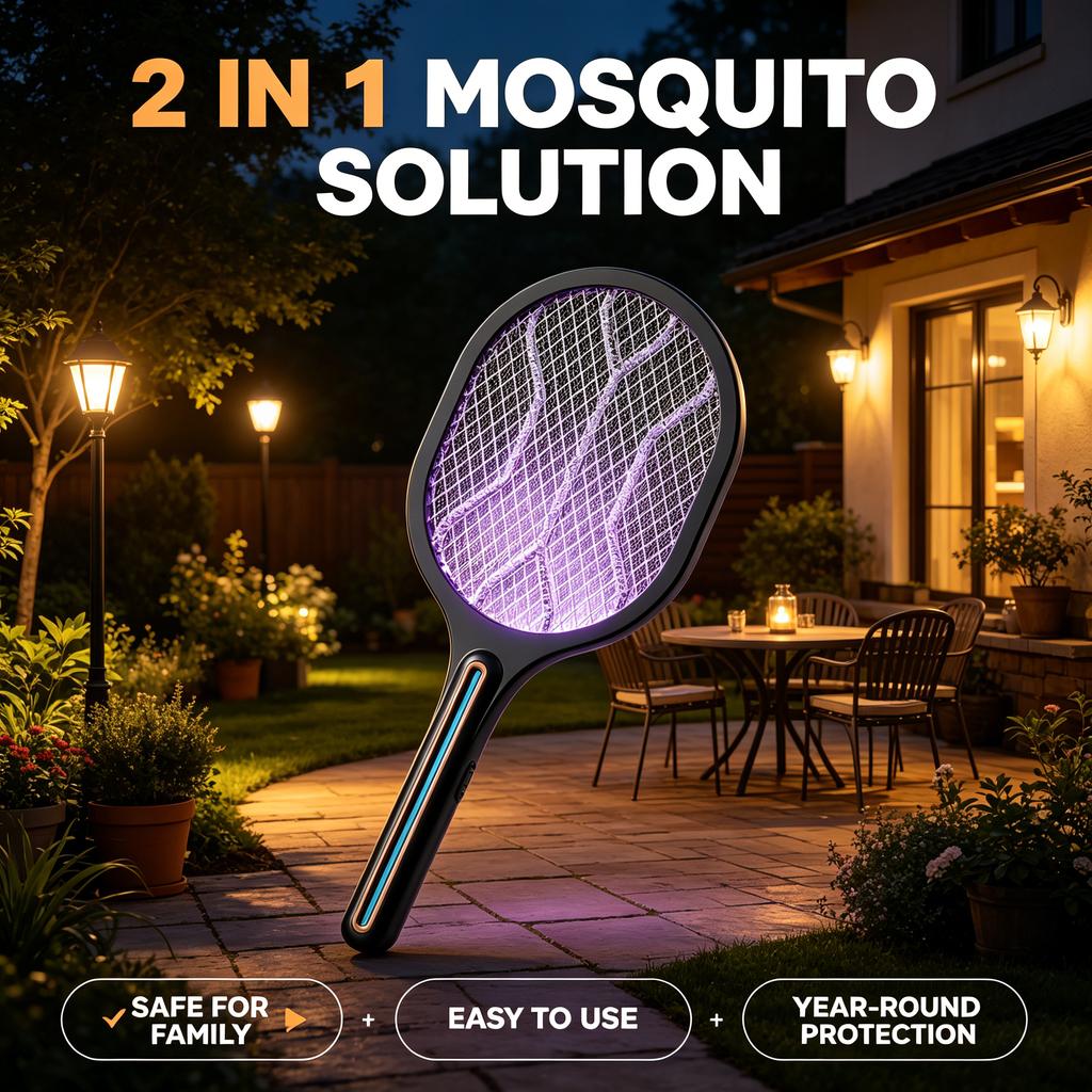 Elektrische Mückenklatsche 2-in-1, wiederaufladbare Fliegenklatsche und Mückenfanglampe für das Zuhause