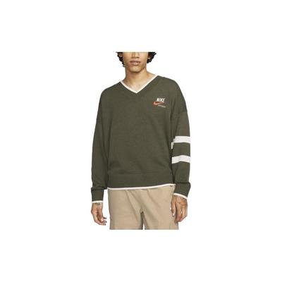Sportbekleidung Trend Gestreifter Druck V-Ausschnitt Pullover Herren Tops Utility-Khaki DX0009-325