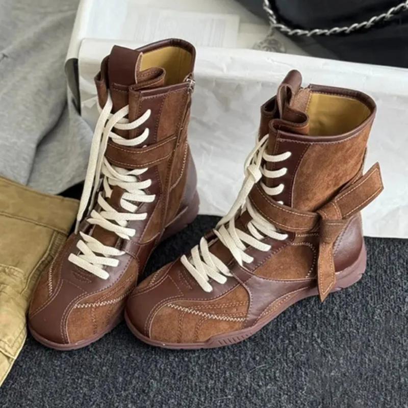 Autumn Women Biker Boots  Fashion  Buckle Strap Ladies Elegant Platform Short Booties Outside Casual Women'S Knight Boots