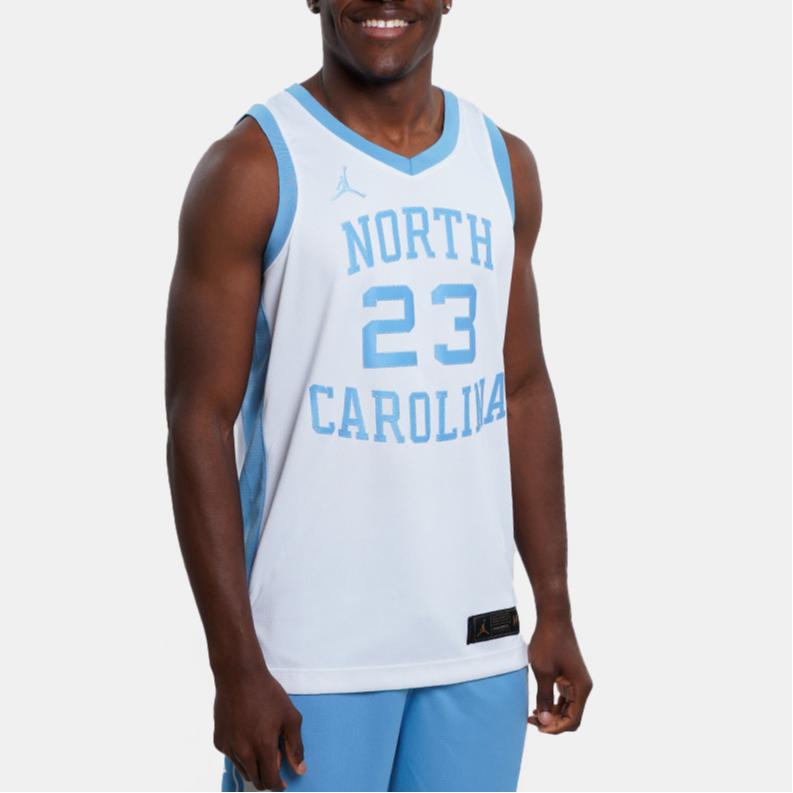 Jordan Dri-FIT North Carolina 23 V-Neck Casual Straight-Cut Sleeveless Basketball Jersey Men Jersey White Blue DN9341-100
