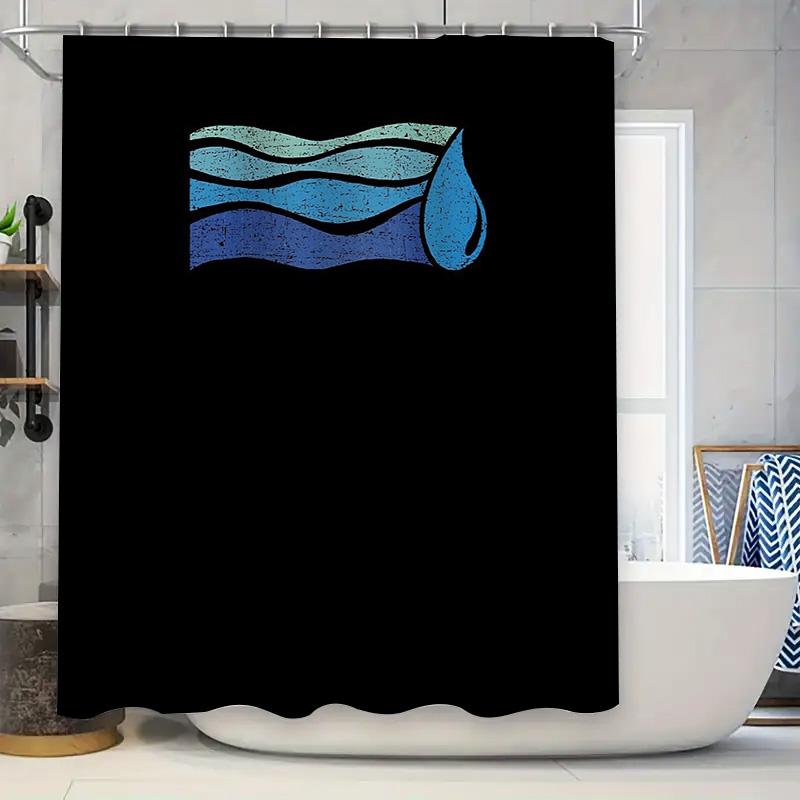 

Blue Ocean Wave Shower Curtain Set Waterproof Bathroom Decor Nautical Beach Theme Backdrop Modern Fabric Curtain W60H190(CM)-1 Pcs
