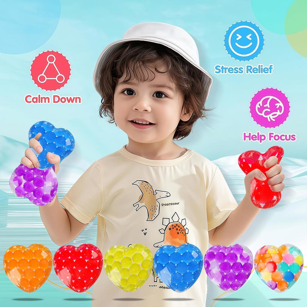 Heart Shaped Stress Relief Balls, Face Water Bead Toys, Sensory Balls For Kids Adults, Colorful Balls For Anxiety Relief,Classroom Prizes
