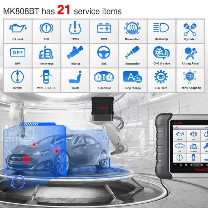 OBD2 Scanner - Autel - MaxiCOM MK808BT - Bluetooth - EPB Reset - 7-inch LCD