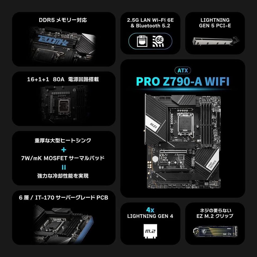 MSI Hovedkort PRO WIFI INTEL Kompatibel med Generation CPU Utstyrt med Z790 brikkesett ATX MB5915 Z790-A 12./13. (LGA1700)