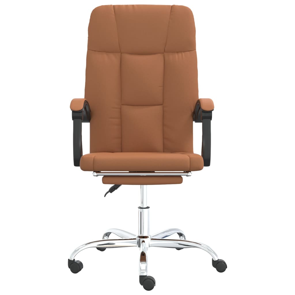 Office Chair with Reclining Function Brown Artificial Leather