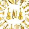 9Pcs Mini Golden Musical Instrument Miniatures 2-7cm, Dollhouse Decorative Accessories, Desktop Ornaments & Xmas Tree  ZSY