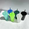 5pcs 24oz plastic cups with lids&straw reusable water bottle party cold cups Hard Plastic Cup Wedding Party Summer Drinkware