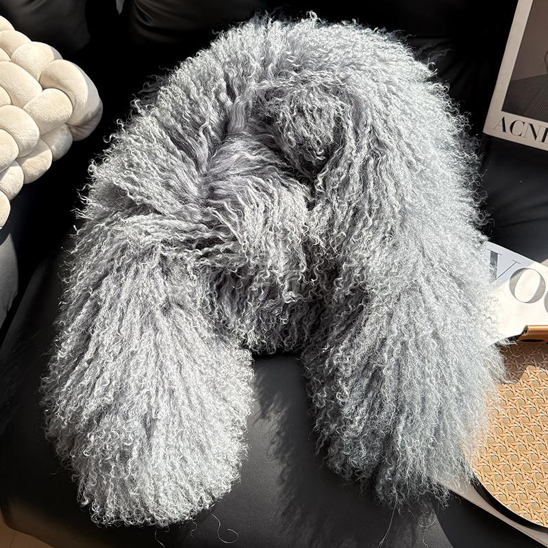 High Quality Winter Double-face Faux Fur Fluffy Wool Chunky Long Scarf for Women Stylish