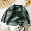 Baby Striped Tshirt Boys Girls New Casual Loose Tees New Design Long Sleeve Solid Color Tops