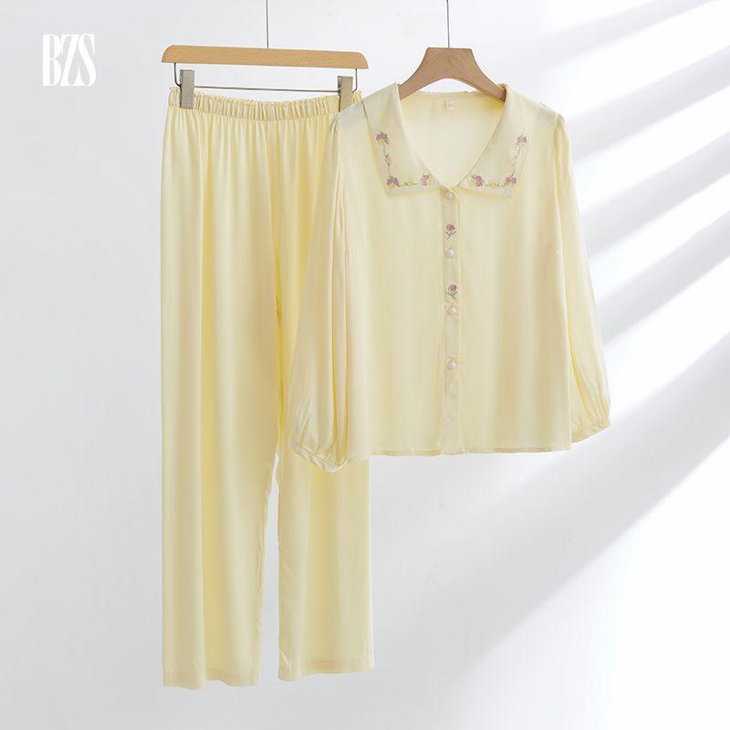 Summer 2024 Short Sleeve Embroider Rose Casual Shorts Cute plus Size Comfort Pajamas Homewear Suit Women