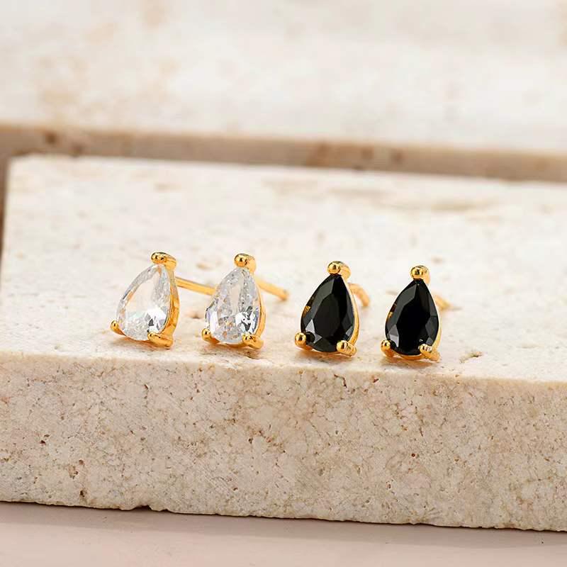 Beixi S925 Sterling Silver Zircon Pear-Shaped Drop Earrings - Fashionable, Versatile, Simple Casual Style 925 Silver
