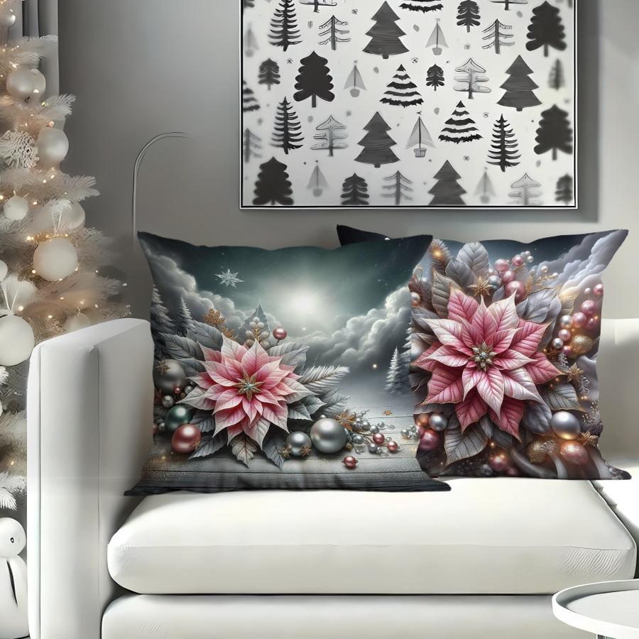 New Santa Claus Pillow Cover Polyester Printed Holiday Decoration Living Room Sofa Cushion Cover Bedroom Pillow