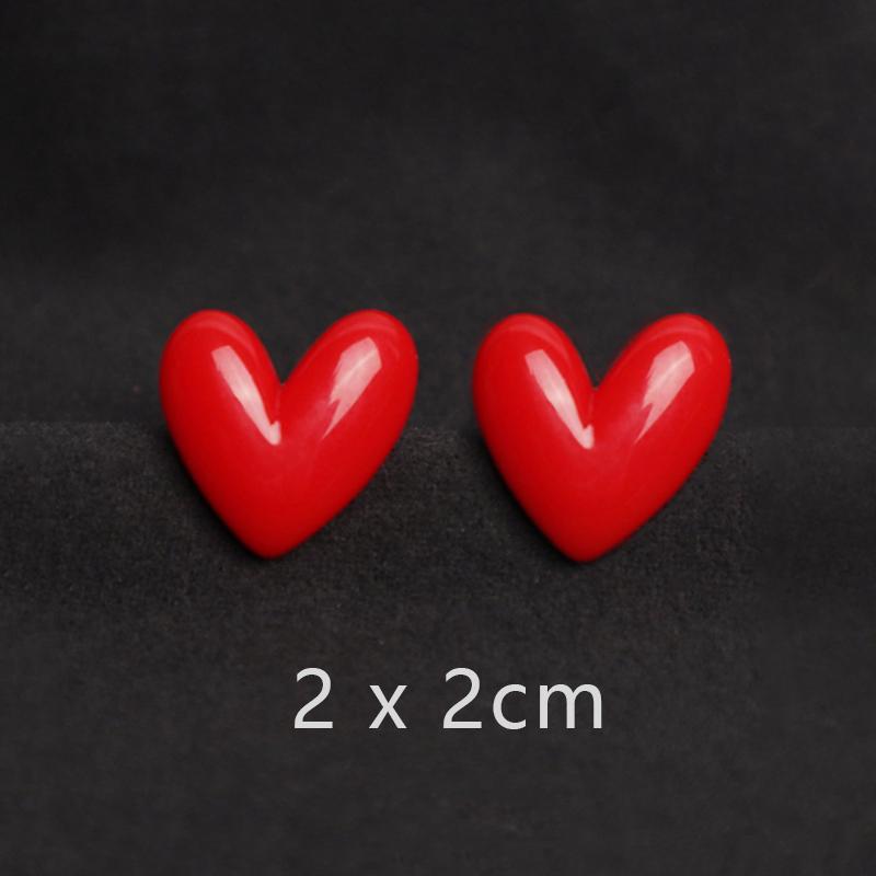 2Pcs Women Cute Red Heart Brooches Romantic Love Heart Resin Pins Mini Decorative Fashion Lovers Gift Clothes Bag Accessories