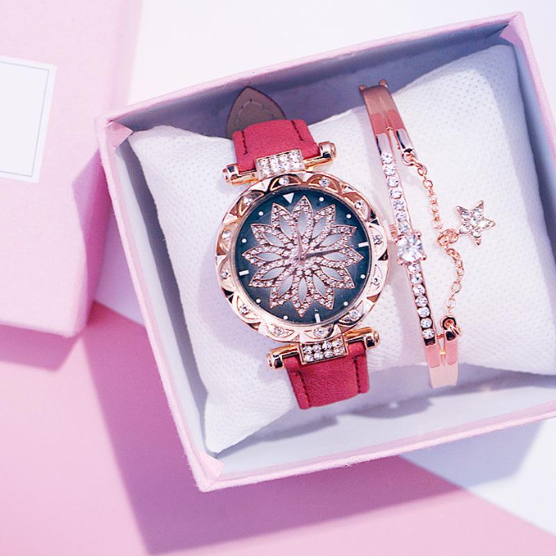 Elegant Roman Numeral Rhinestone Ladies Square Watch & Gift Set