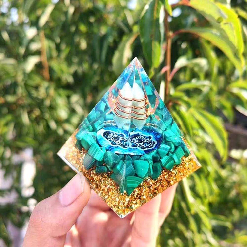 Crystal Stone Pyramid Figurine Drop Glue Evil Eye Pyramid Evil Eye Ornament  Home Office