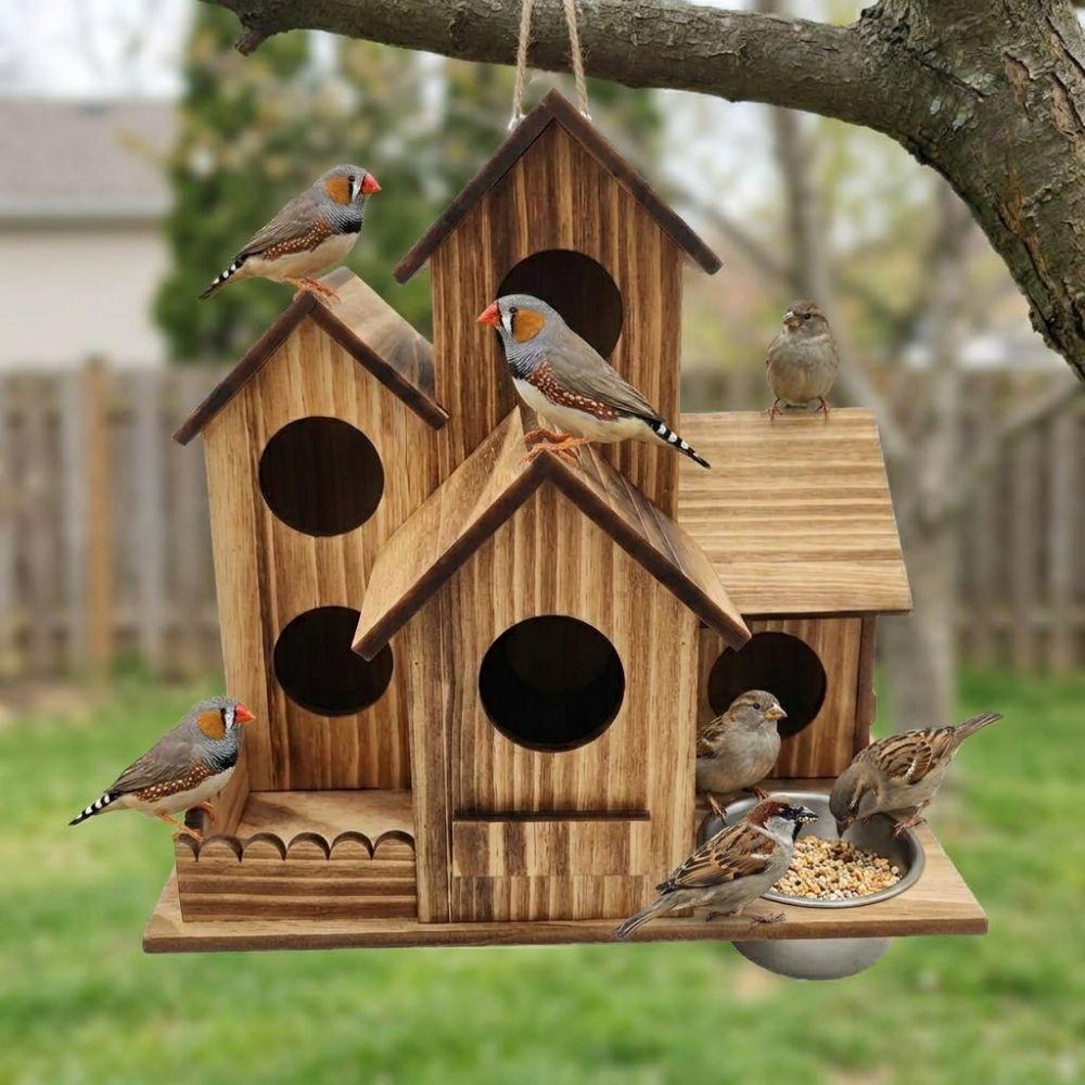 Verdicktes Holz Vogelhaus Futterhaus Rustikaler Stil Hängendes Vogelhaus Vogelbrutkasten Gartendekoration