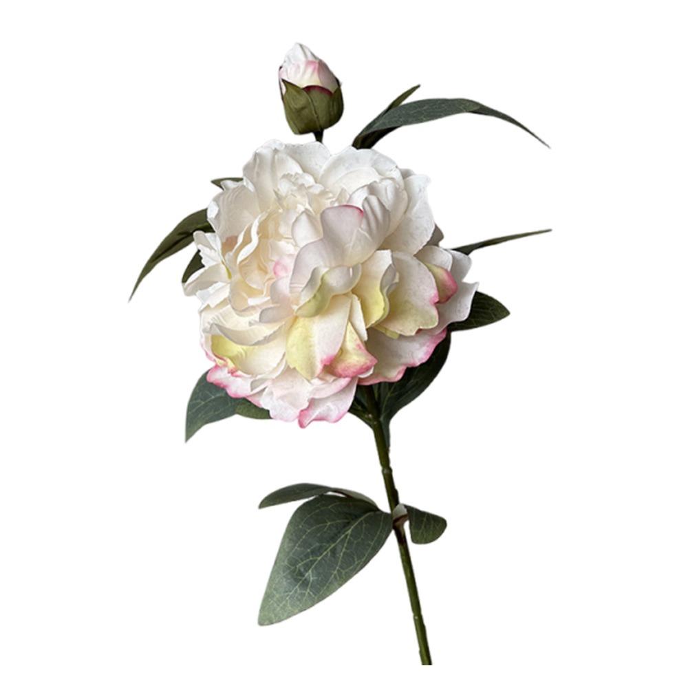 

Silk Petals Simulation Peony Flower Green Lieaves Faux Flower Peony Artificial Flower Gift бежевий