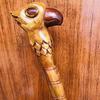 Handcrafted Parrot Head Walking Stick Unique Wooden Cane with Detailed Carving, Elegant and Functional