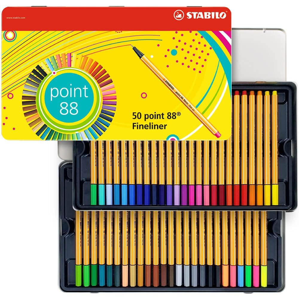 

STABILO Point 88 Fineliner Pen - Assorted Colors (Pack of 50) [Parallel Import]