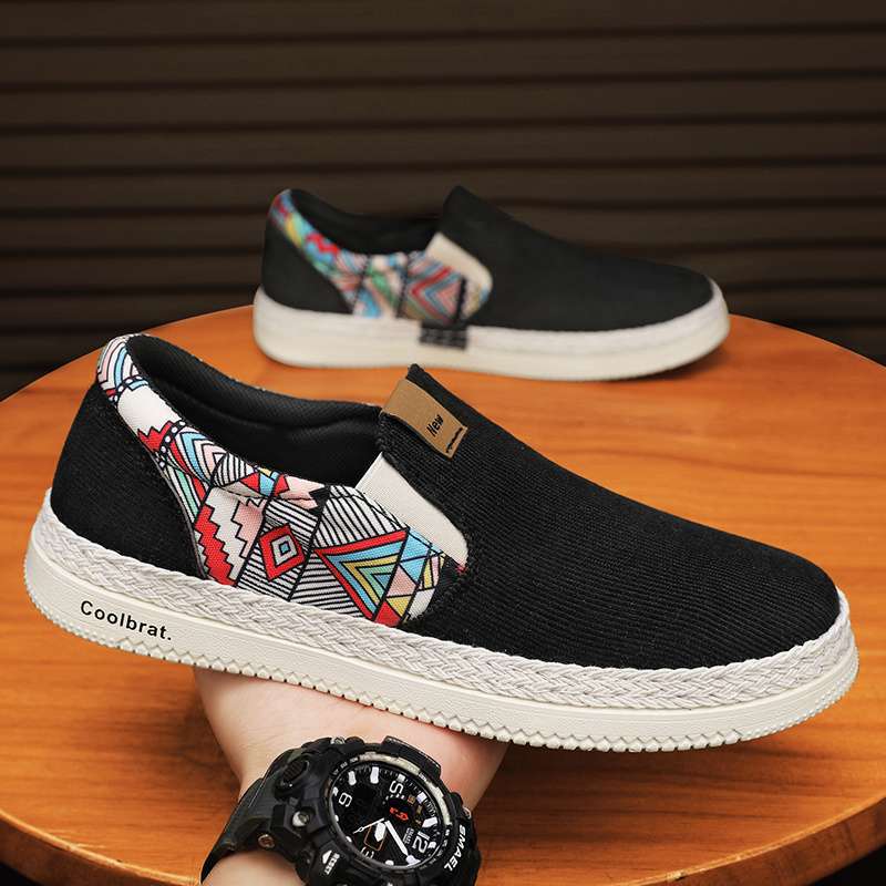 Canvas Shoes Men's Summer Breathable Casual Board Shoes Versatile Work Deodorant One Pedal Lazy Old North Cloth Shoes Men's