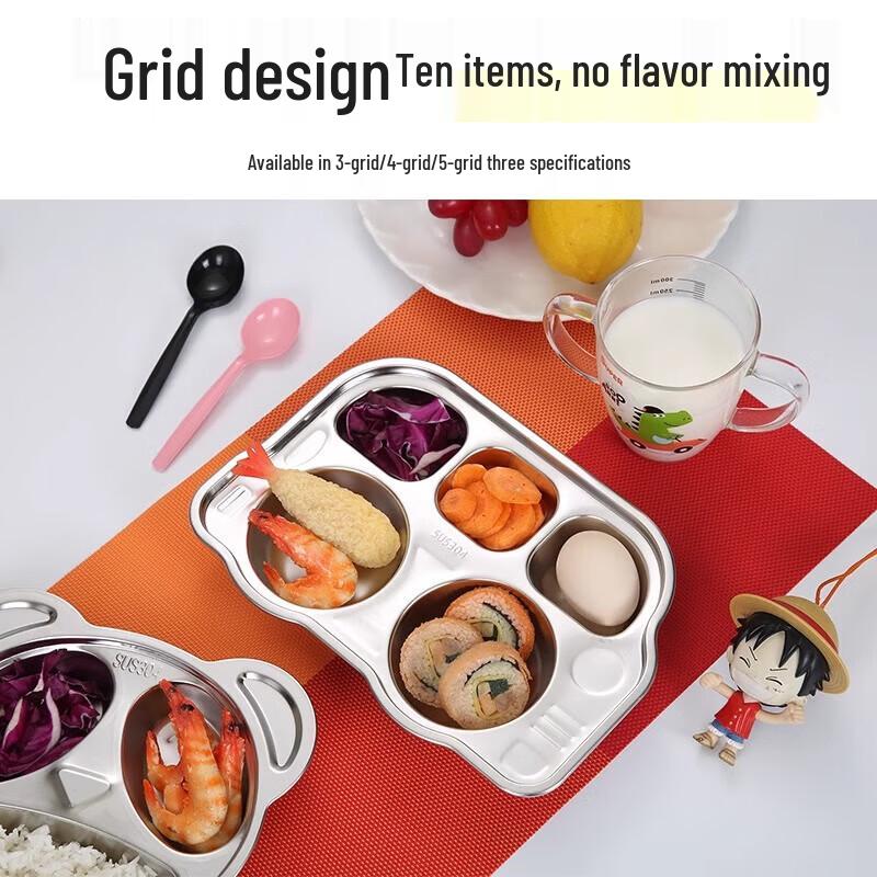 Kids Stainless Steel Divided Cartoon Plate