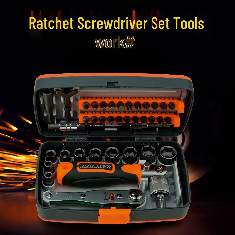 38-Piece Screwdriver & Ratchet Wrench Set - Extra Hard Household Tool Kit with Small Sockets