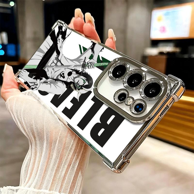 Anime Bleach Desgin Plating Phone Case For Samsung Galaxy S24 S25 FE S26 Edge S23 Ultra S22 S21 Plus S20 Anti-Fall Airabag Cover