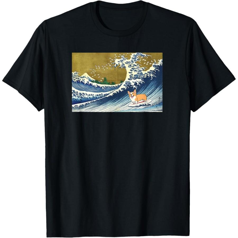 

Funny Vintage Surfing Wave Pembroke Welsh Corgi Dog Lover T-Shirt for Men Women Girls Kids S