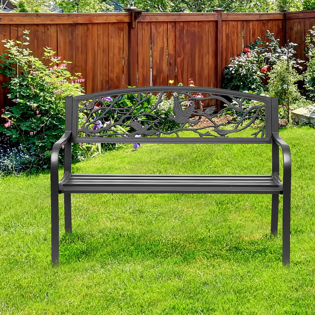 3-Seater Garden Bench Outdoor Garden Bench Rural Chic Style for Balcony Terrace Patio 127 x 60 x 85 cm