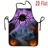 1pc Gothic Spider and Graveyard Apron - Bib, Suitable for Cooking, Baking, Grilling, Gardening, Painting | Reusable Kitchen Apron with Graveyard Print